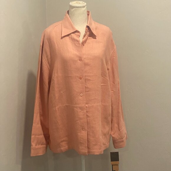 NWT Finity Naturals 2X Coral Button Up - Picture 2 of 9
